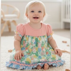 Matilda Jane Pink and Multicolor Baby Dress 12-18M